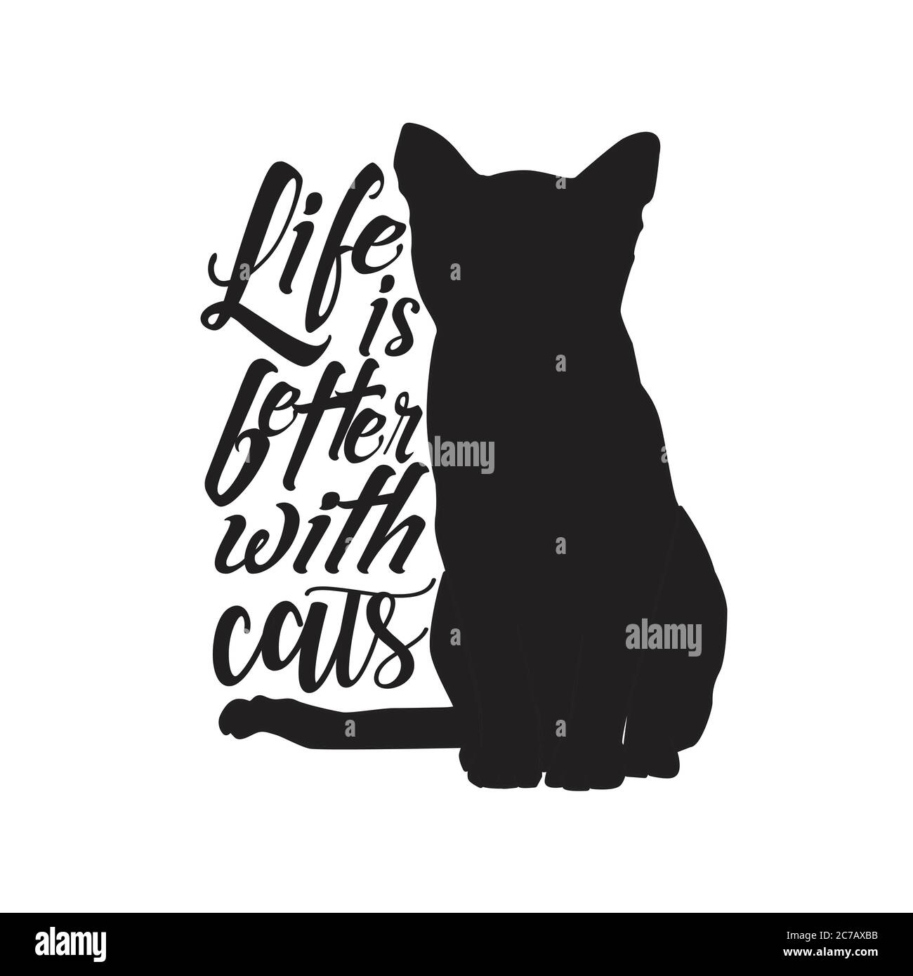 Cat Animal Quote good for t shirt. Life is better with cats Stock