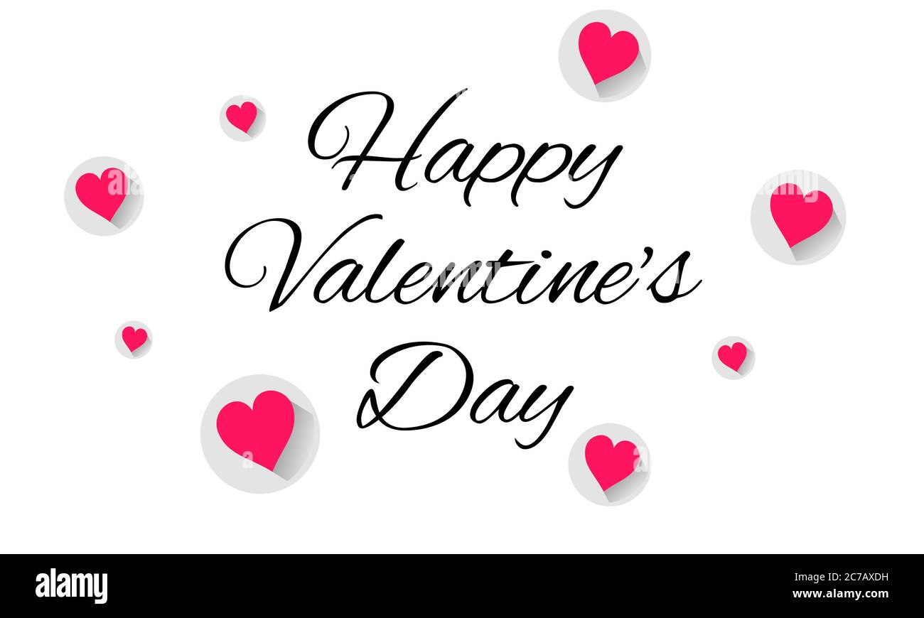 happy valentines day postcard design with floating pink hearts Stock ...