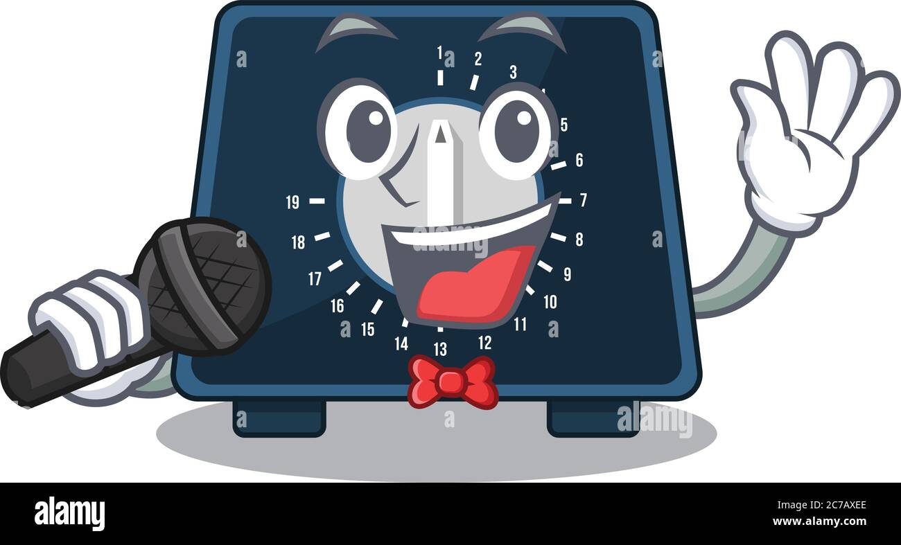 Singing Timer cartoon character of kitchen timer sing a song with a microphone Stock ...