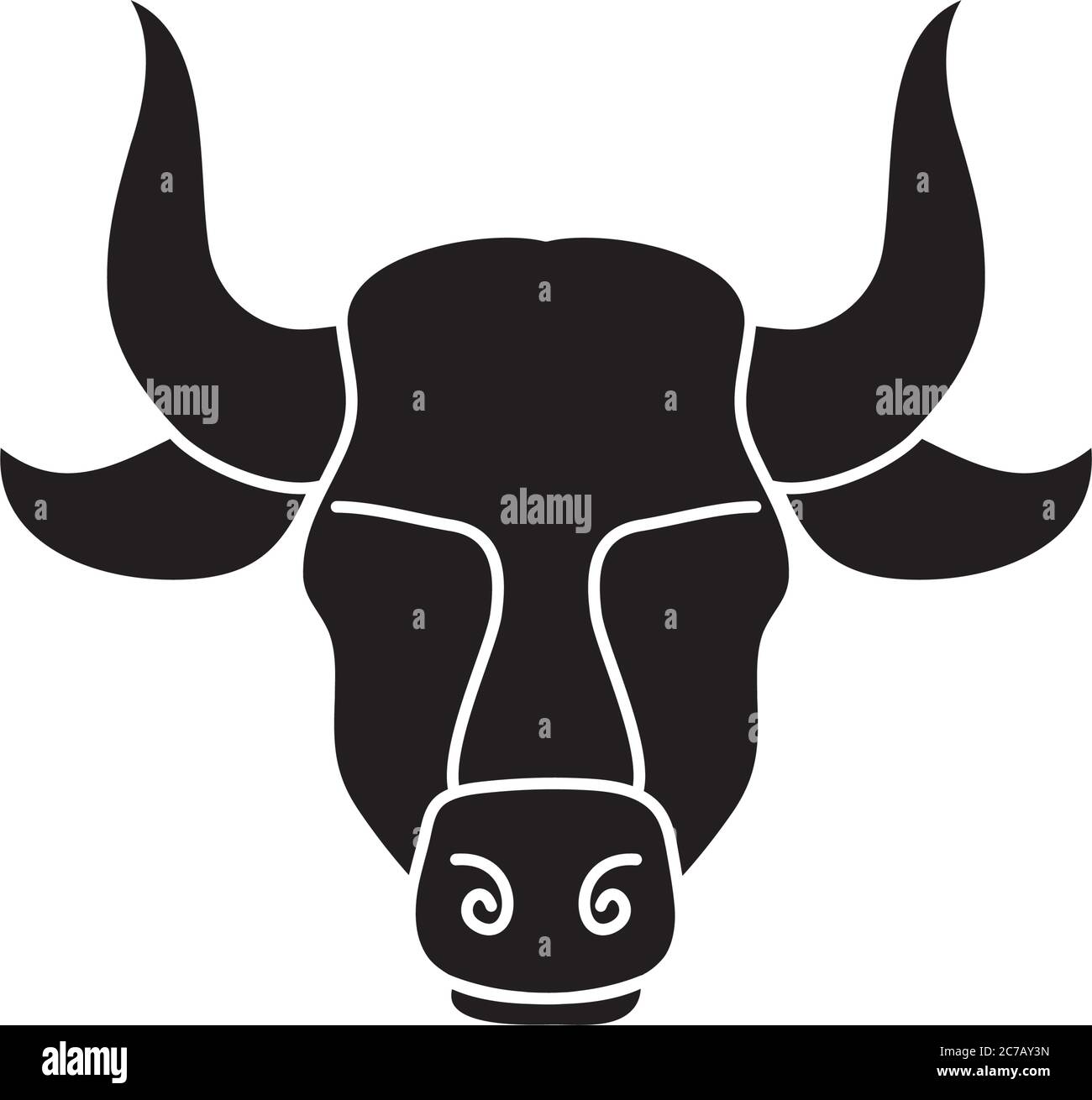 astrology concept, taurus sign, the bull symbol icon over white ...