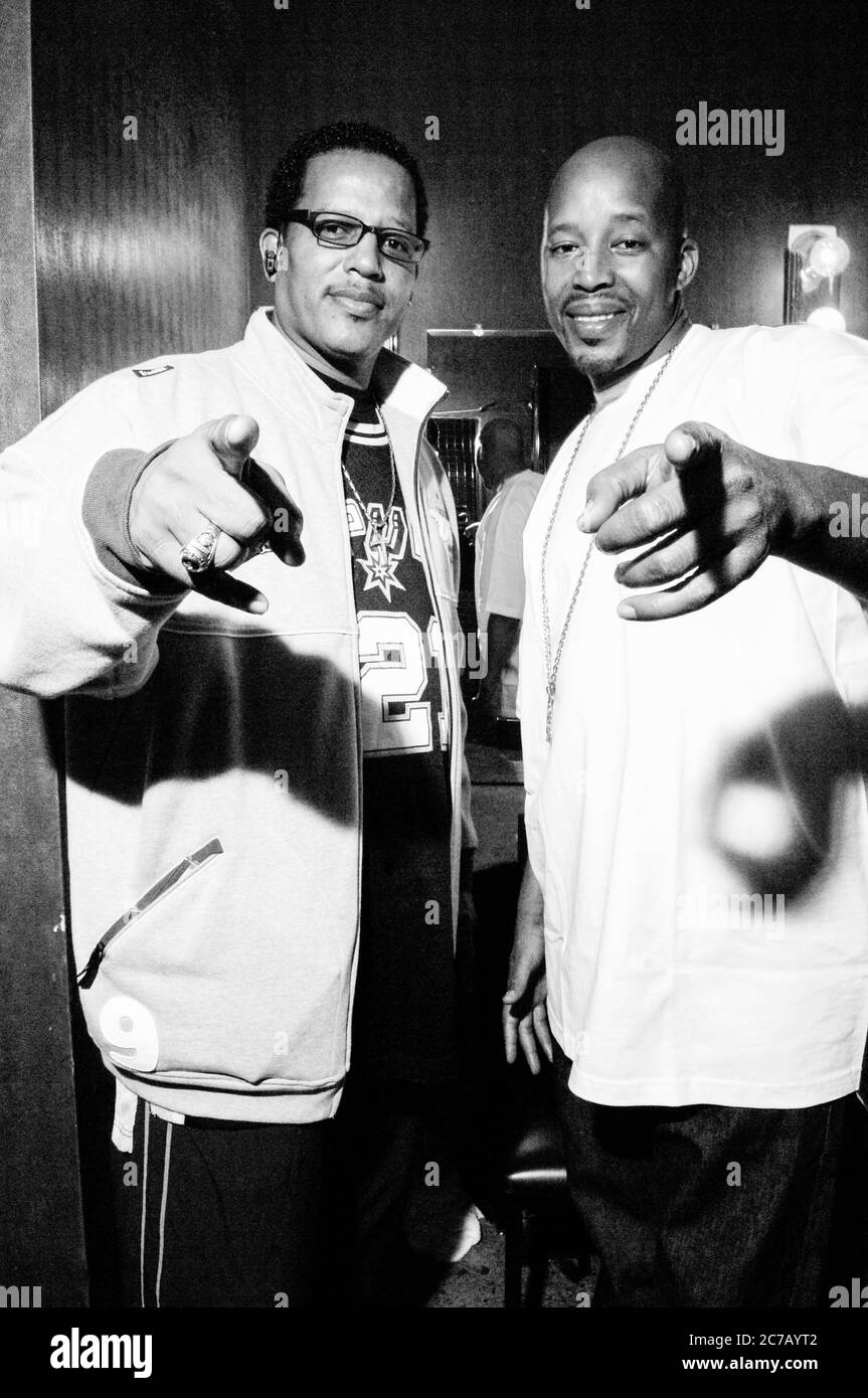 Rapper Warren G (r) exclusive backstage with guest at his CD release party at the Key Club on November 20, 2008 in West Hollywood, California. Credit: Jared Milgrim/The Photo Access Stock Photo
