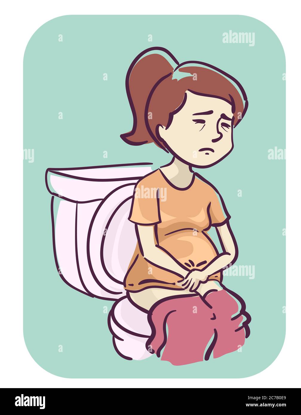 Peeing pregnant Illustration of a Pregnant Woman Sitting Down the Toilet and Having Difficulty Peeing Stock Photo - Alamy