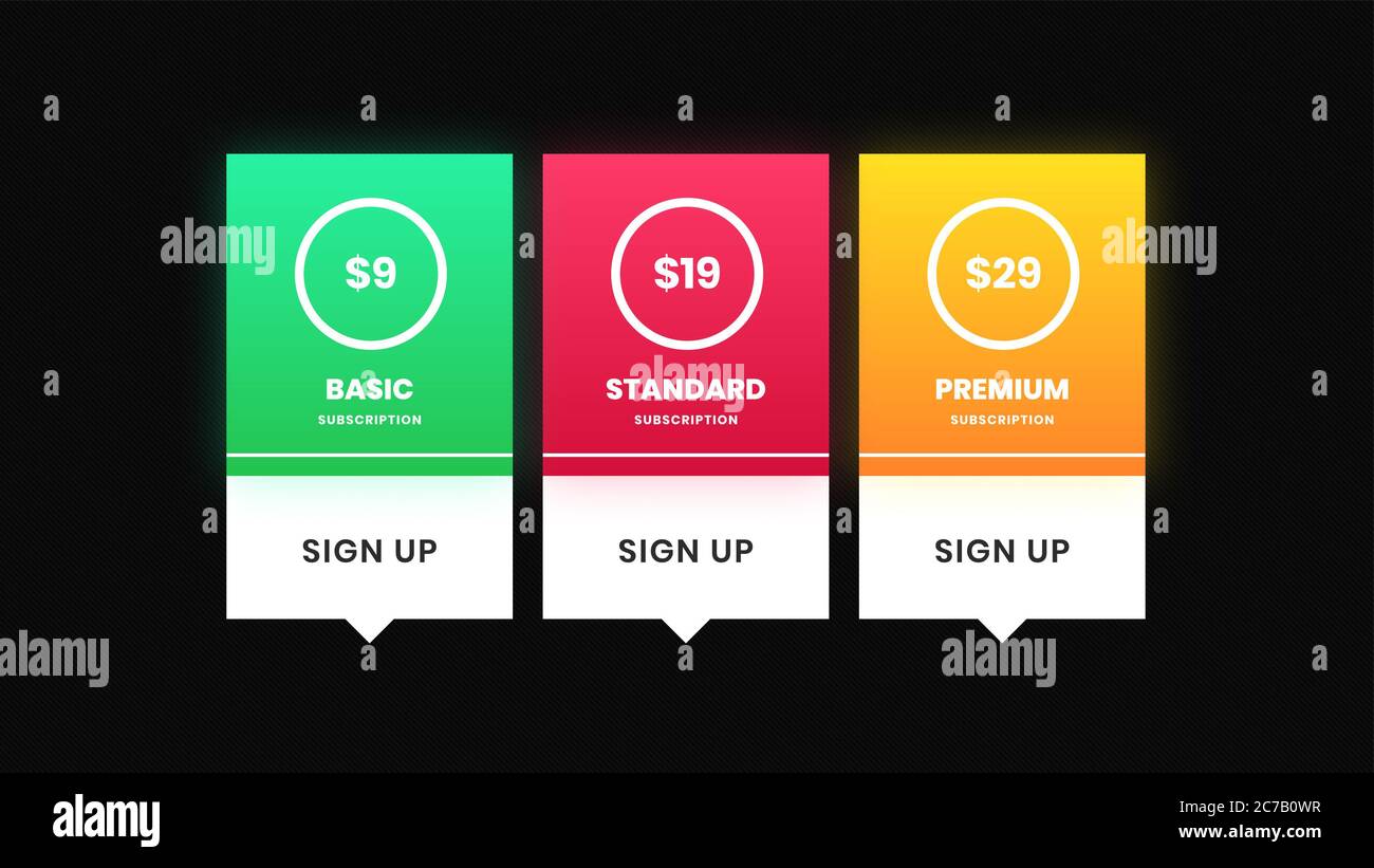 illustration of pricing subscription plan table template UI UX illustration of pricing subscription plan table template UI UX