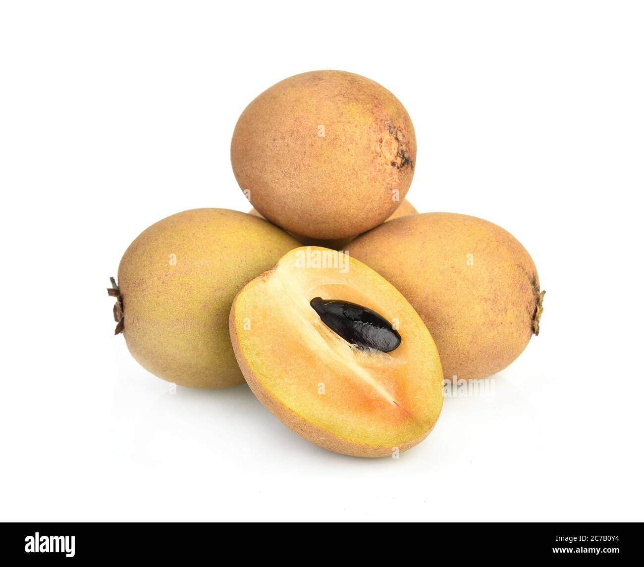 Sapodilla fruit with isolated on  white background. Stock Photo