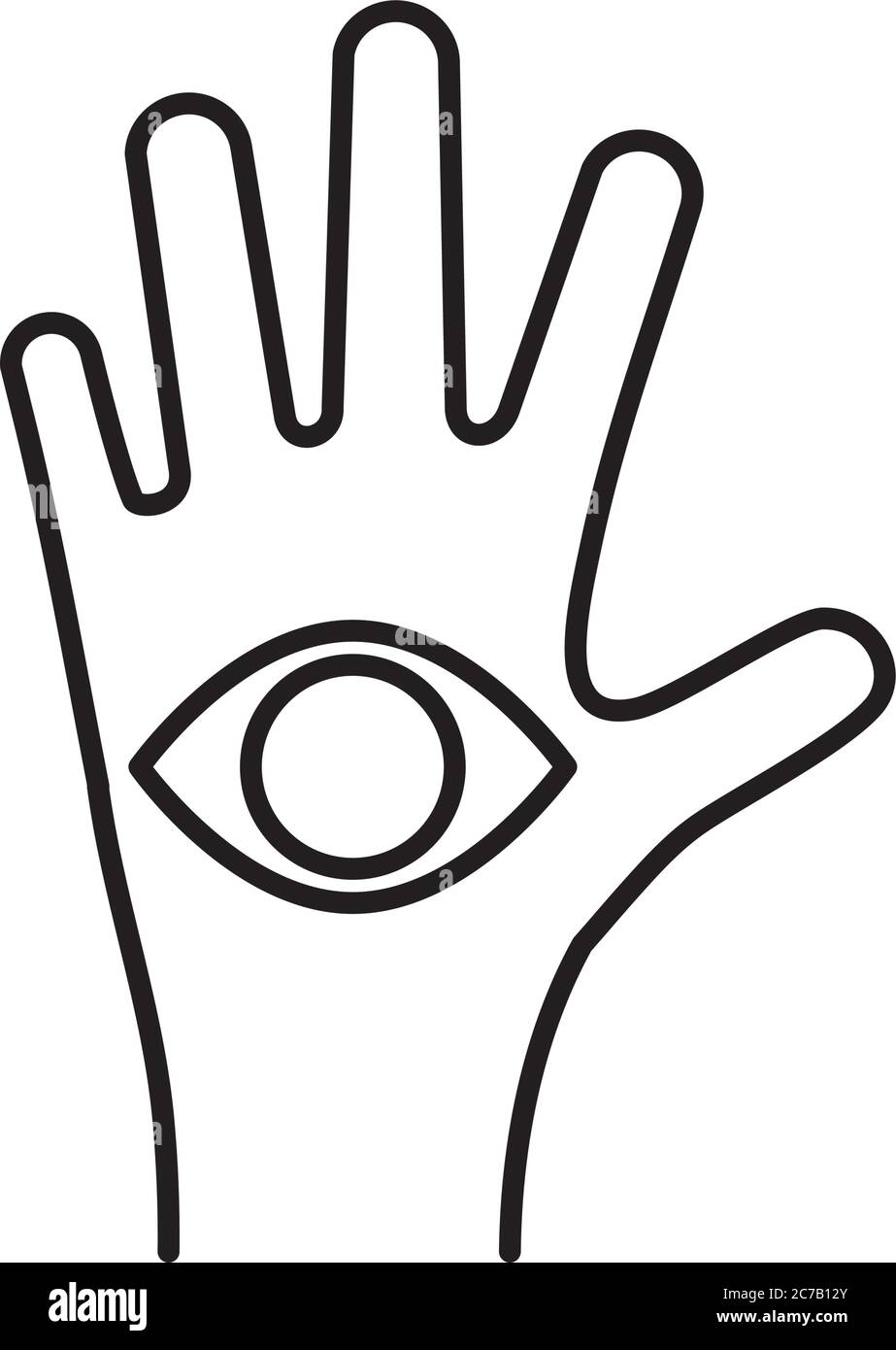 Astrology Concept, Fortune Hands With Magic Eye Icon Over White 