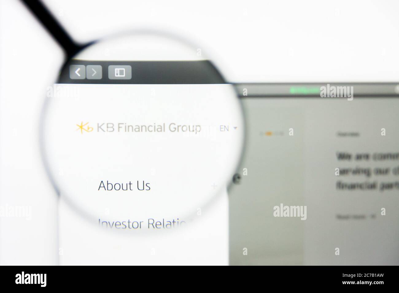 Los Angeles, California, USA - 5 April 2019: Illustrative Editorial of KB Financial Group website homepage. KB Financial Group logo visible on display Stock Photo