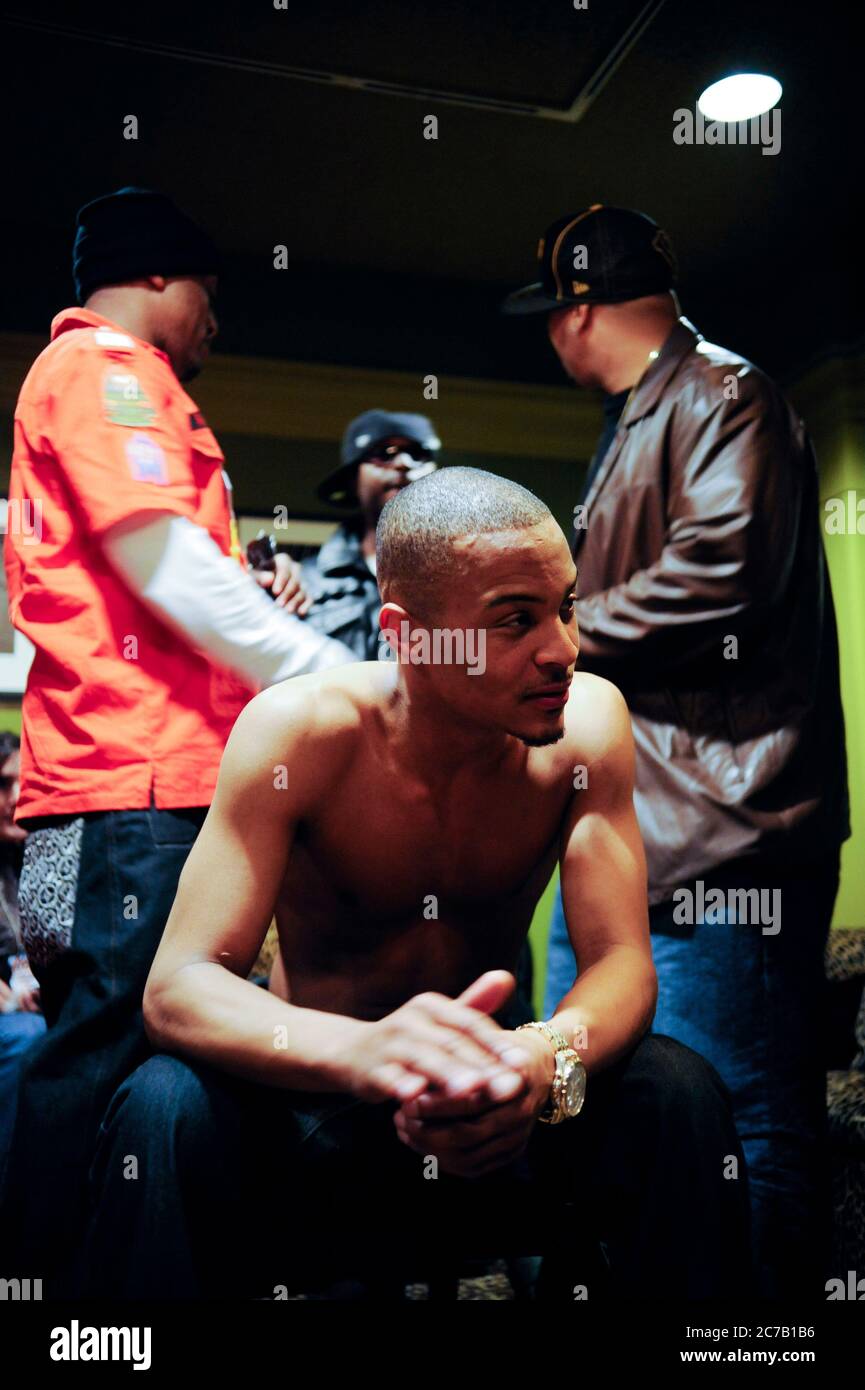 Exclusive backstage shot of Actor/Rapper Clifford Harris Jr aka T.I. at the 2008 Power 106 Cali Christmas at the Gibson Amphitheater in Los Angeles. Credit: Jared Milgrim/The Photo Access Stock Photo