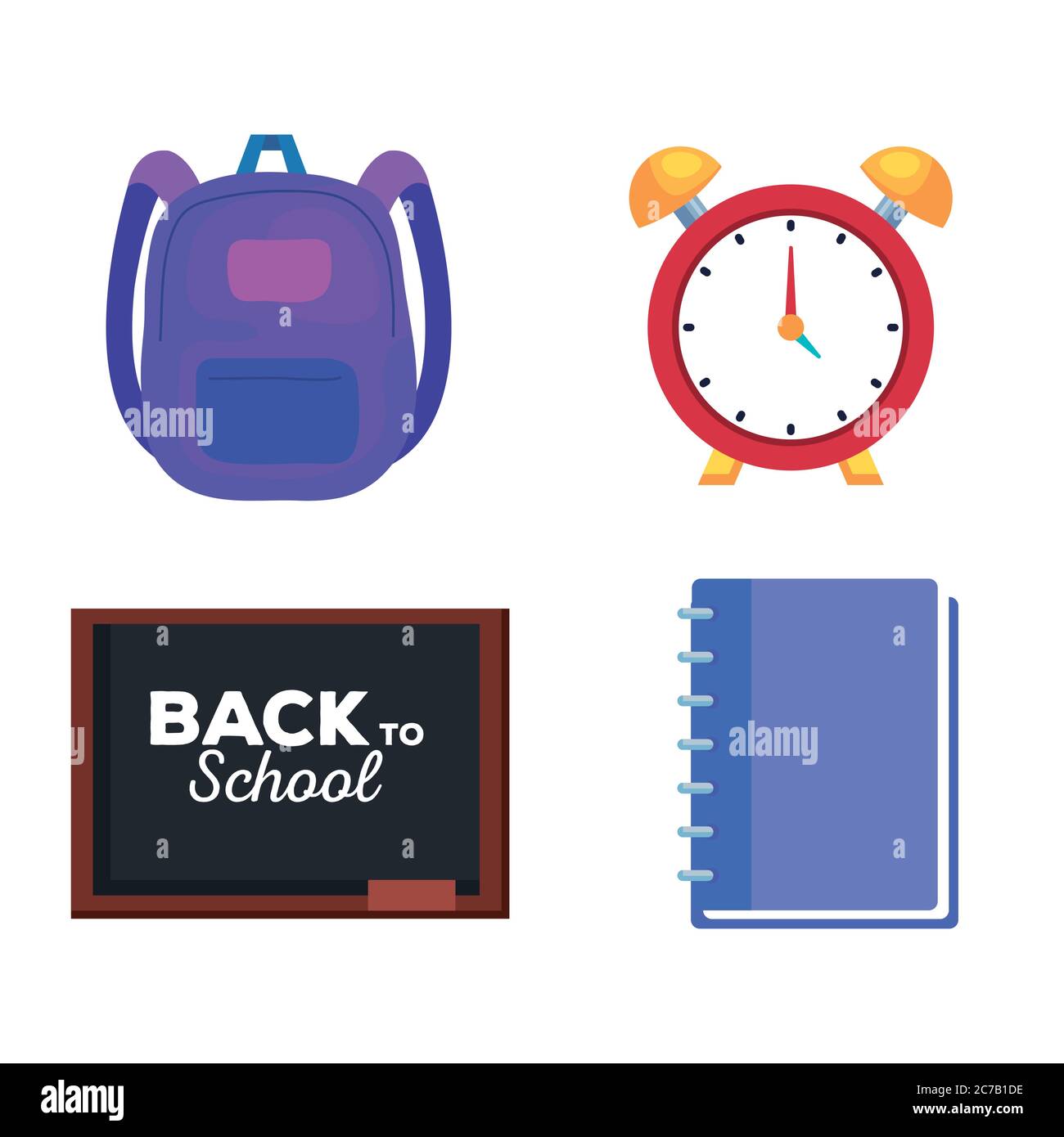 board notebook bag and clock vector design Stock Vector Image & Art - Alamy