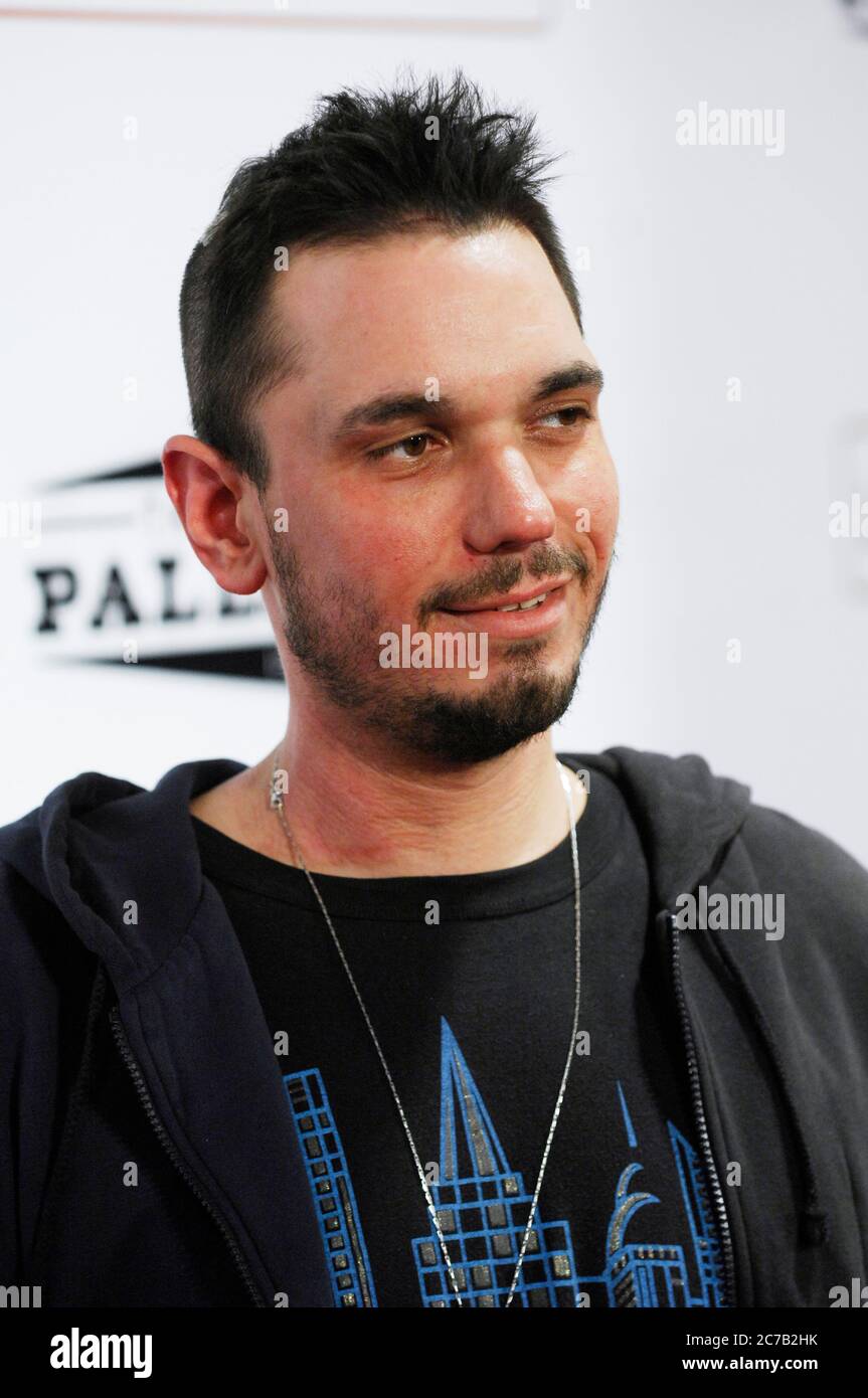 Adam "DJ AM" Goldstein arrives at the Jay-Z show for the reopening of the Palladium in Hollywood. Credit: Jared Milgrim/The Photo Access Stock Photo