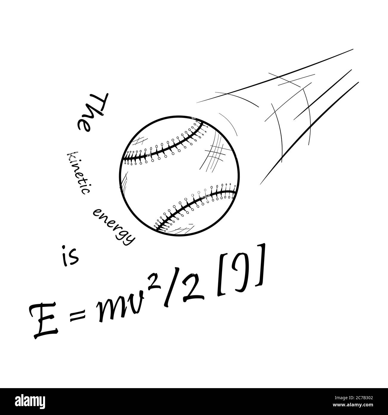 Kinetic energy of a moving baseball ball. Black and white icon. Vector  illustration Stock Vector Image & Art - Alamy