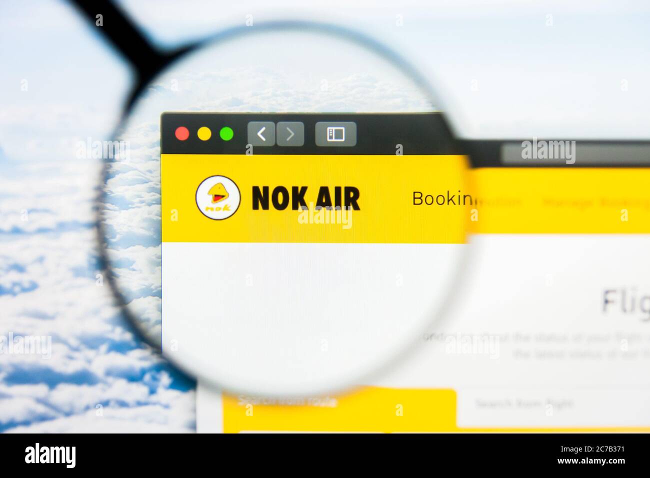 Los Angeles, California, USA - 21 March 2019: Illustrative Editorial of Nok Air website homepage. Nok Air logo visible on display screen. Stock Photo