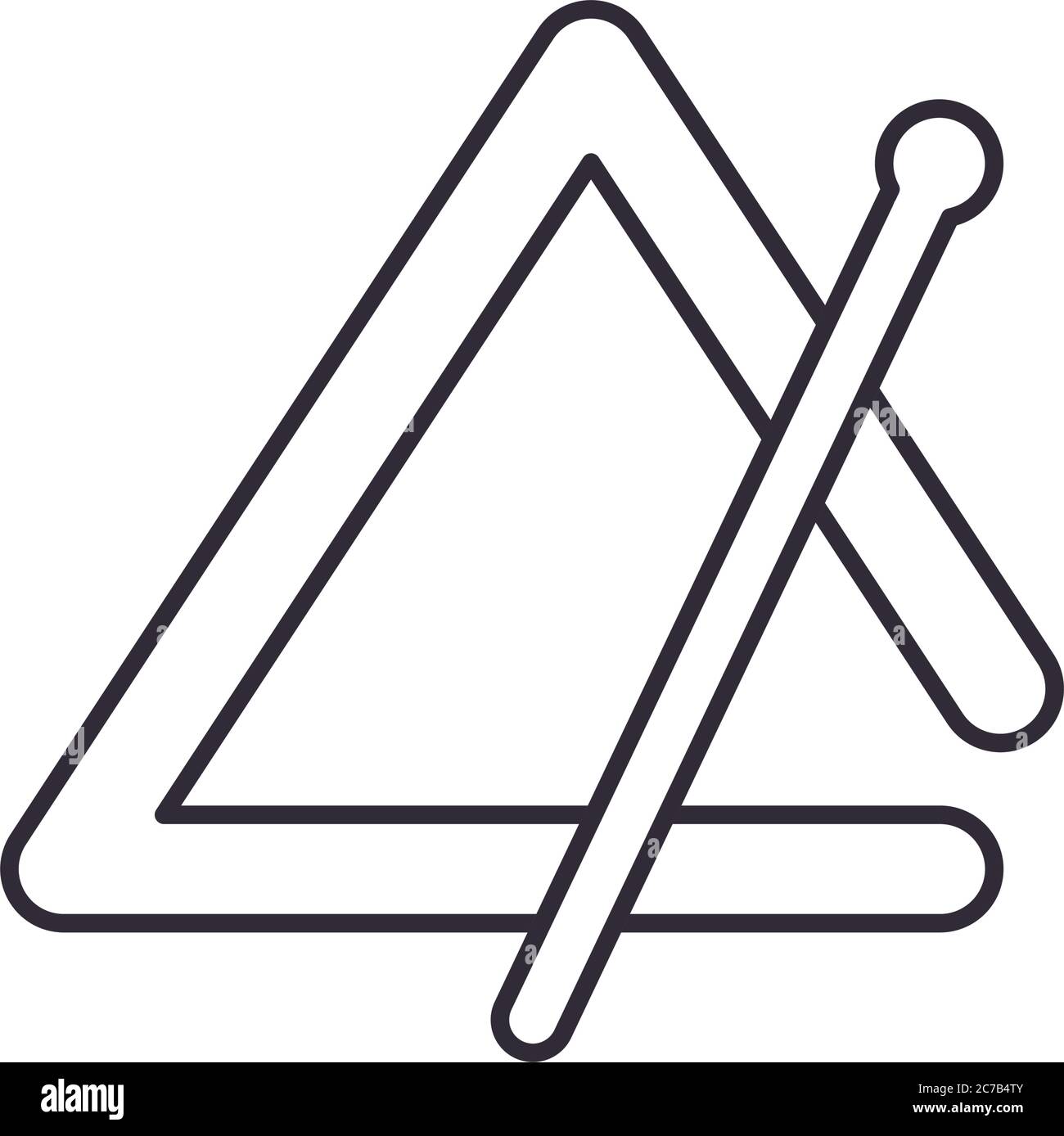 triangle instrument line style icon design, Music sound melody