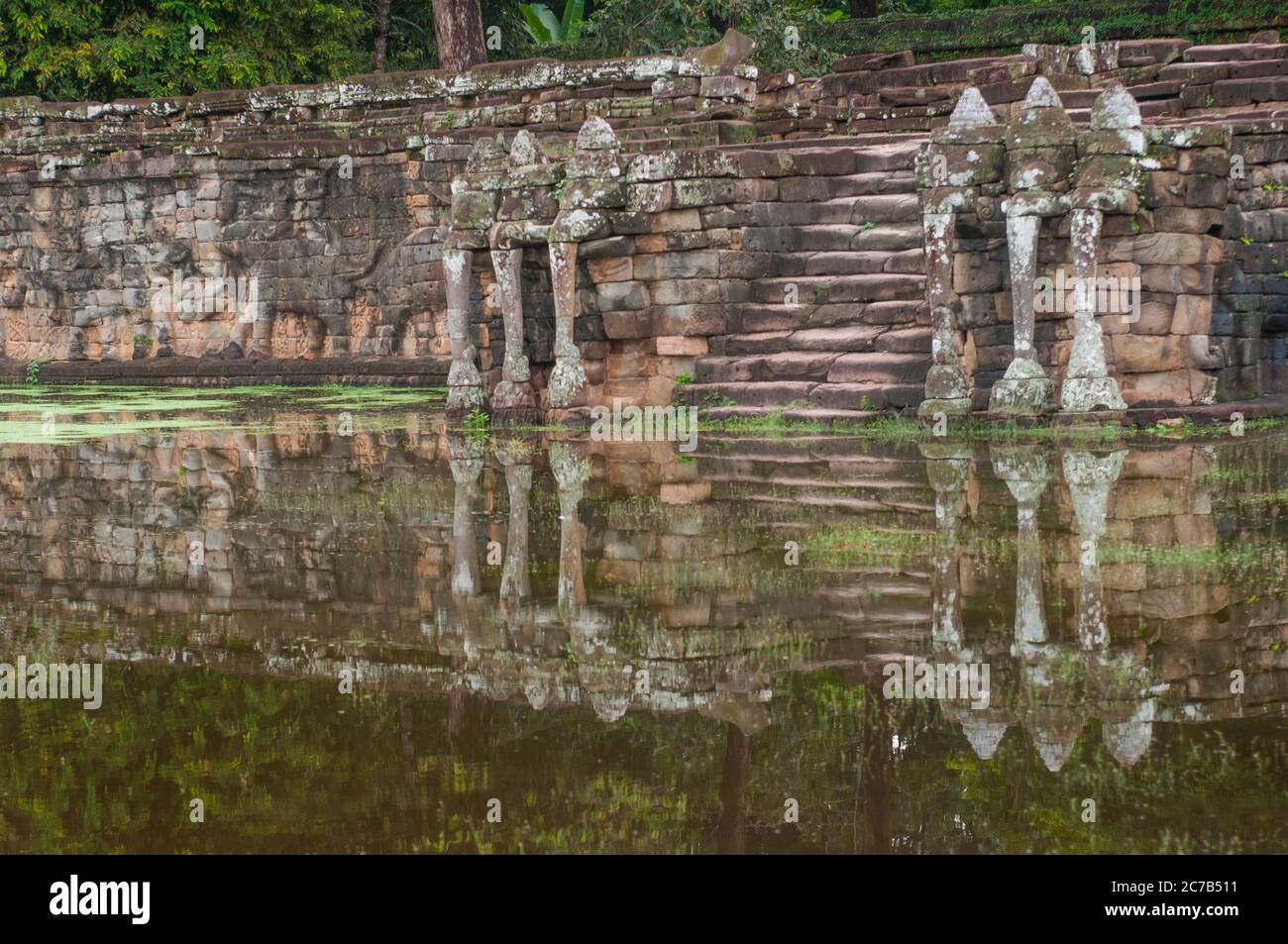 The Terrace of the Elephants, a 350m-long Terrace of Elephants was used as a giant reviewing stand for public ceremonies and served as a base for the Stock Photo