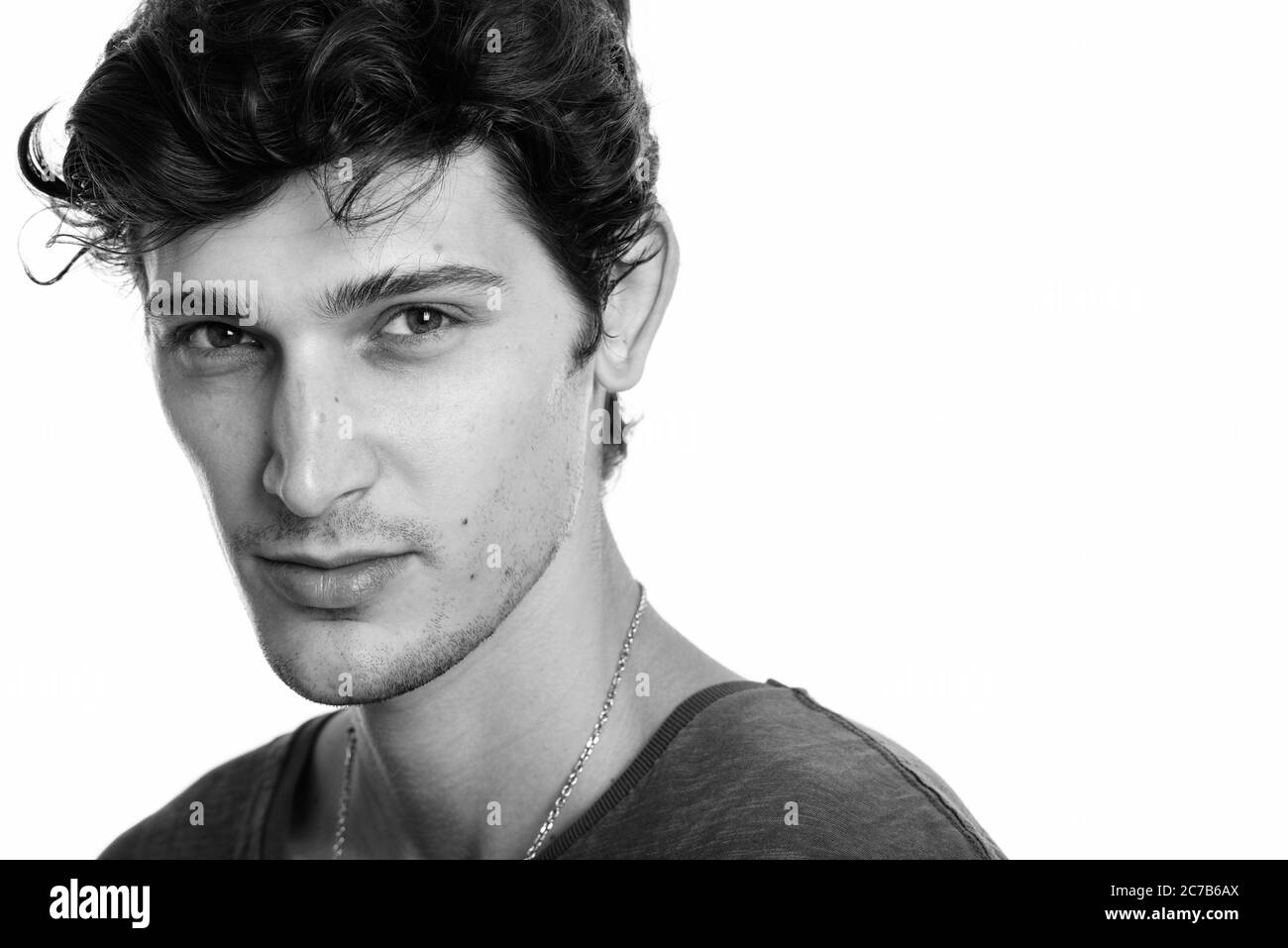 Close up of young handsome man in black and white Stock Photo - Alamy