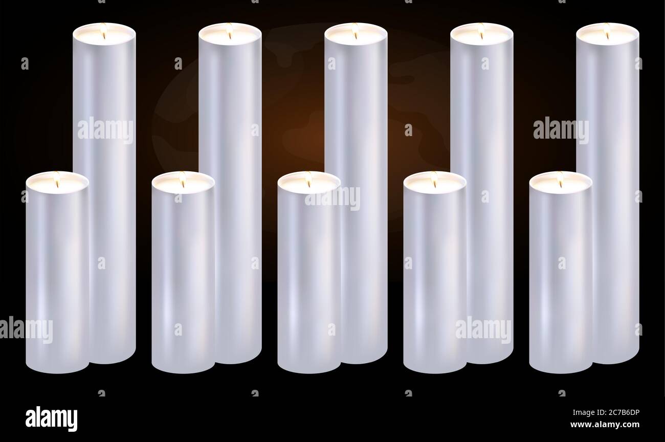 several burning candles on abstract dark backgrounds Stock Vector
