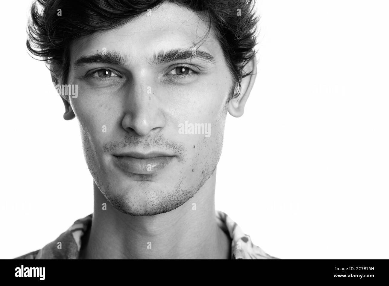 Portrait Of Young Handsome Man In Black And White Stock Photo Alamy