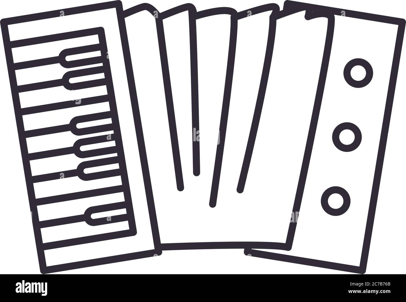 accordion instrument line style icon design, Music sound melody song