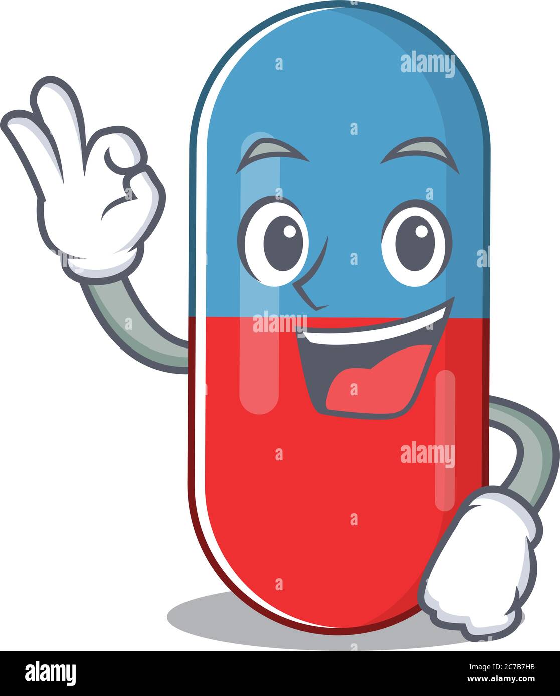 Pills drug cartoon mascot design with Okay finger poses Stock Vector