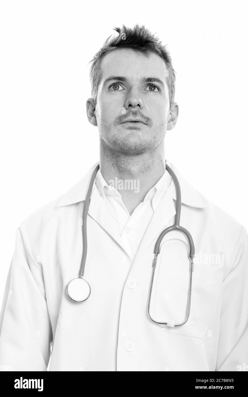 Portrait of handsome man doctor in black and white Stock Photo - Alamy