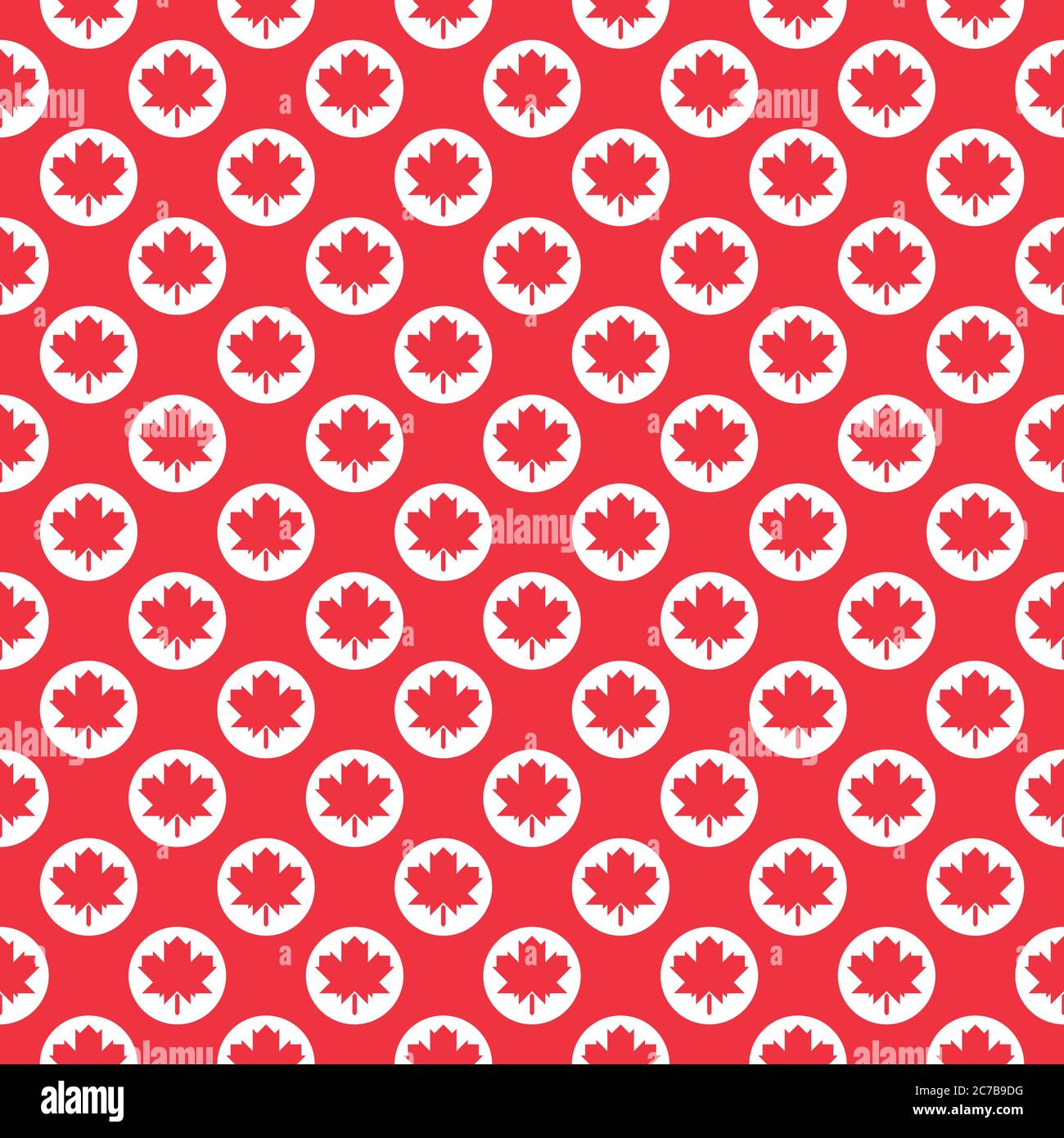 Seamless geometric patterns with with maple leafs in circle shapes Stock Vector