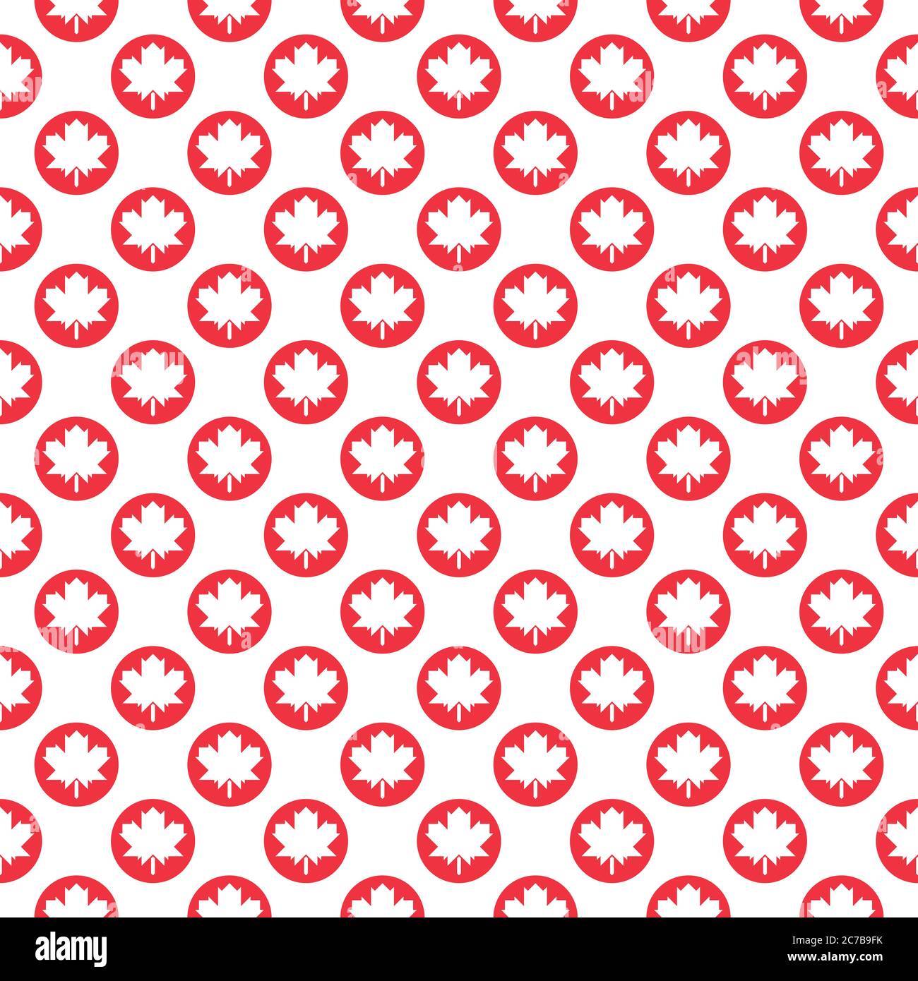 Seamless geometric patterns with with maple leafs in circle shapes Stock Vector