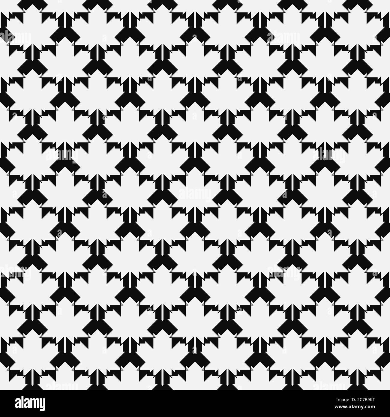 Seamless geometric patterns with with maple leafs Stock Vector
