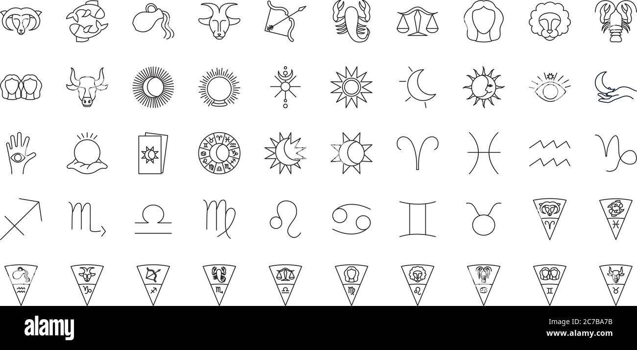 astrology signs icon set over white background, line style, vector illustration Stock Vector