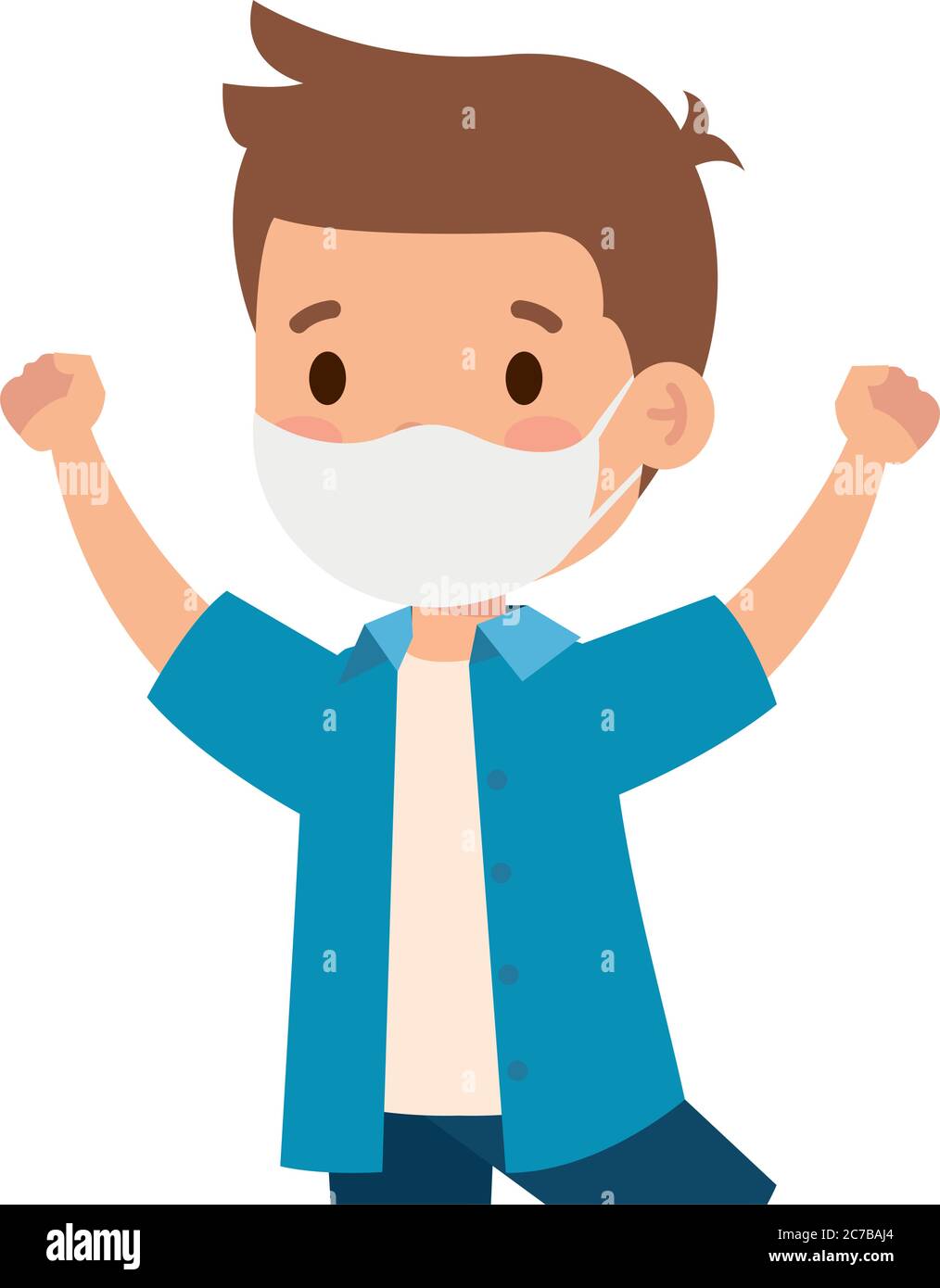 cute boy wearing medical mask to prevent coronavirus covid 19 on white ...