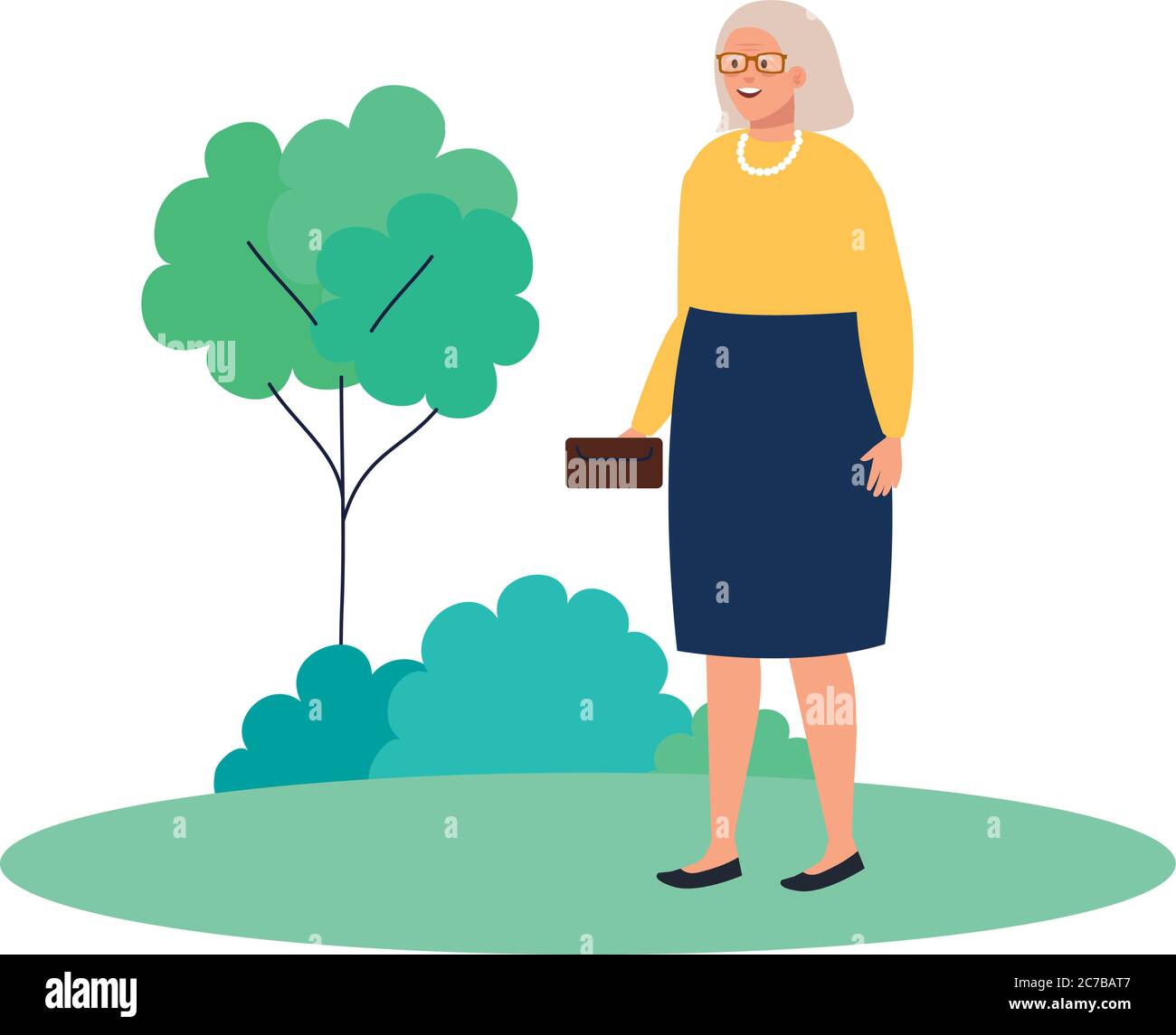 Grandmother avatar at park with tree vector design Stock Vector Image ...