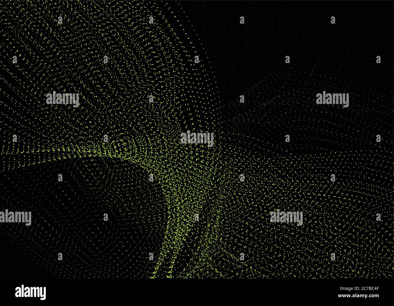Dark green abstract dotted sci-fi tech vector waves background Stock Vector