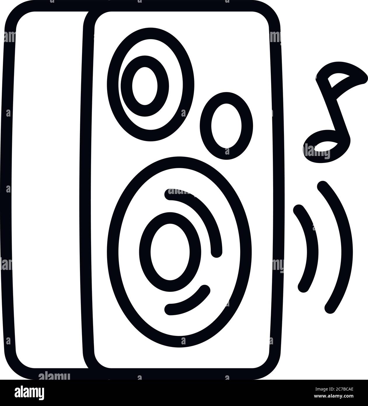 Playing music speaker icon. Outline playing music speaker vector icon
