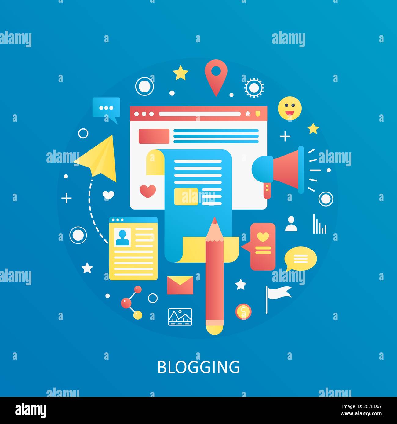 Blog content icons blogging Stock Vector Images Alamy