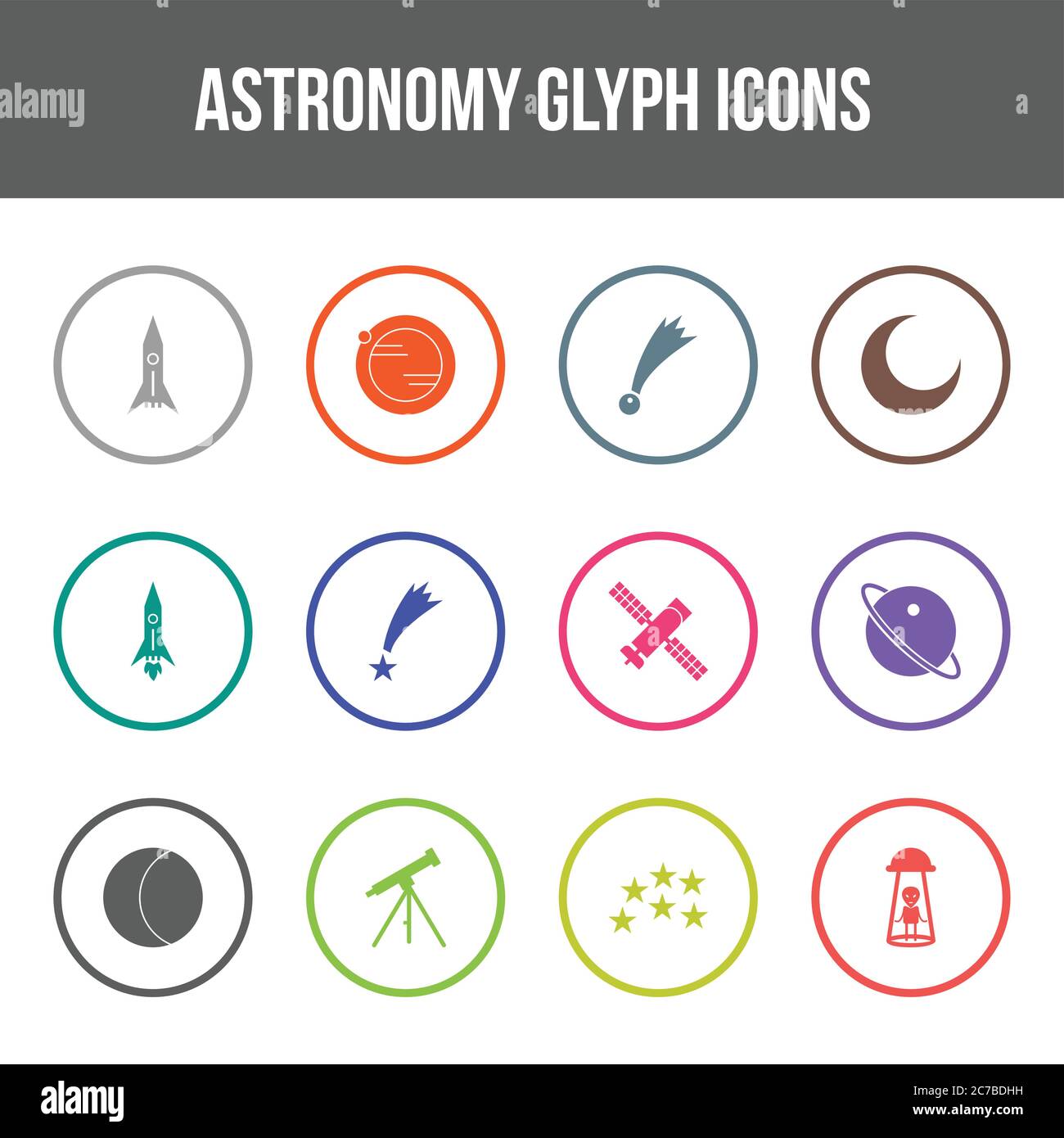 Unique astronomy vector glyph icon set Stock Vector Image & Art - Alamy