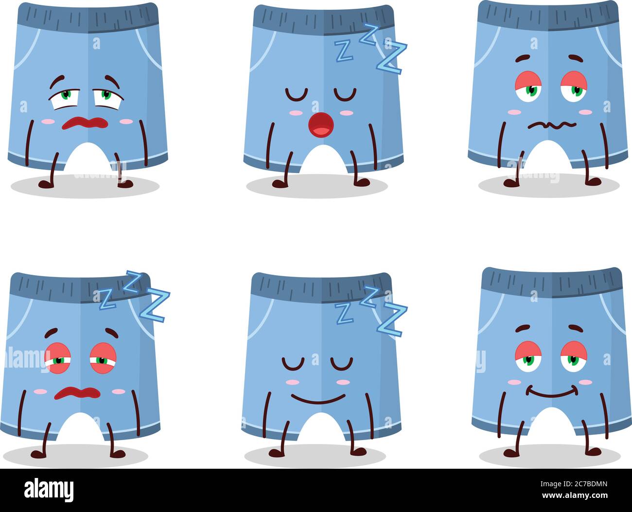 Cartoon character of shorts with sleepy expression Stock Vector