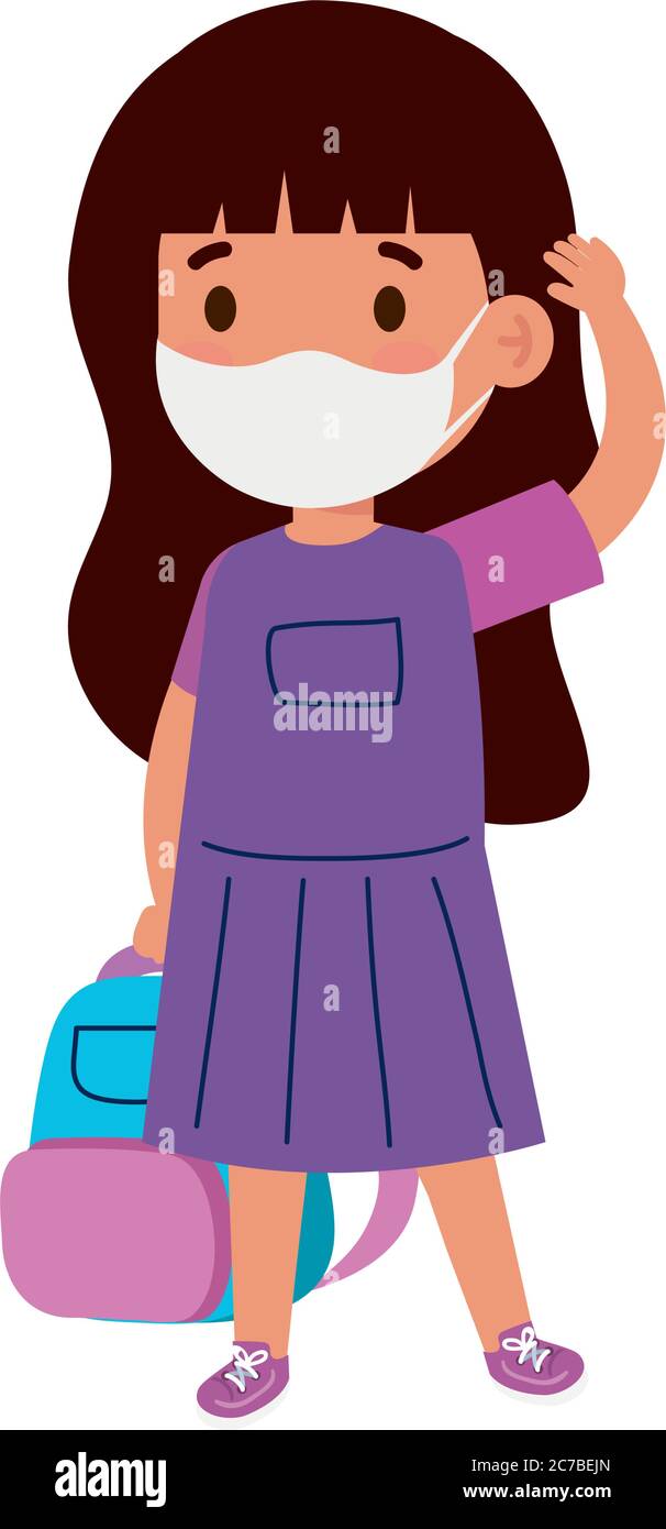 cute girl student wearing medical mask to prevent coronavirus covid 19 ...