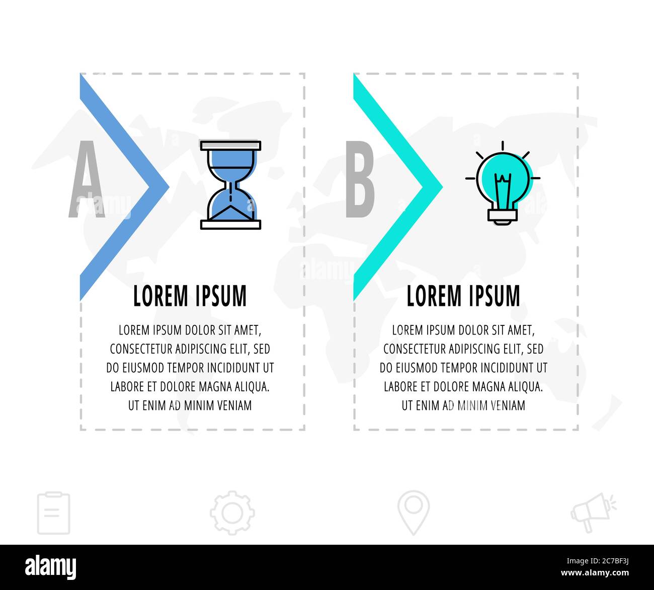 Infographics arrows with two arrows and icons. Line vector template ...