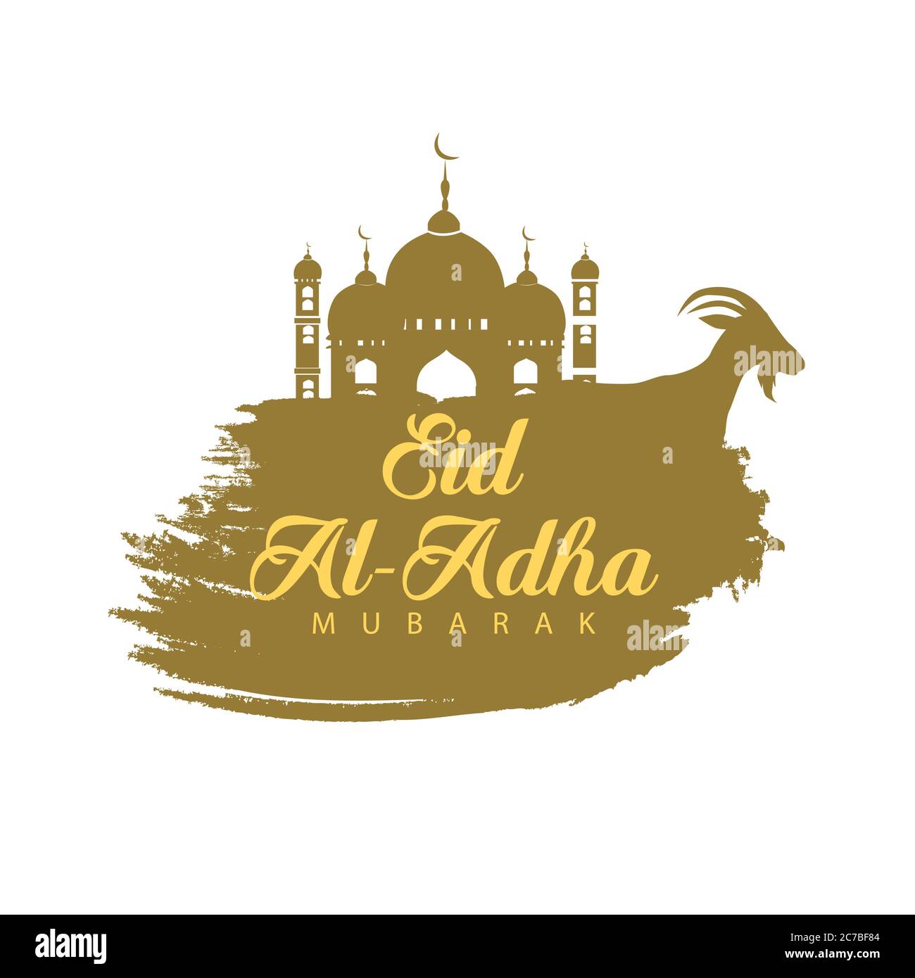 vector illustration. Muslim holiday Eid al-Adha. silhouetted mosque and sheep. graphic design decoration kurban bayrami. month lamb and a lamp.Transla Stock Vector