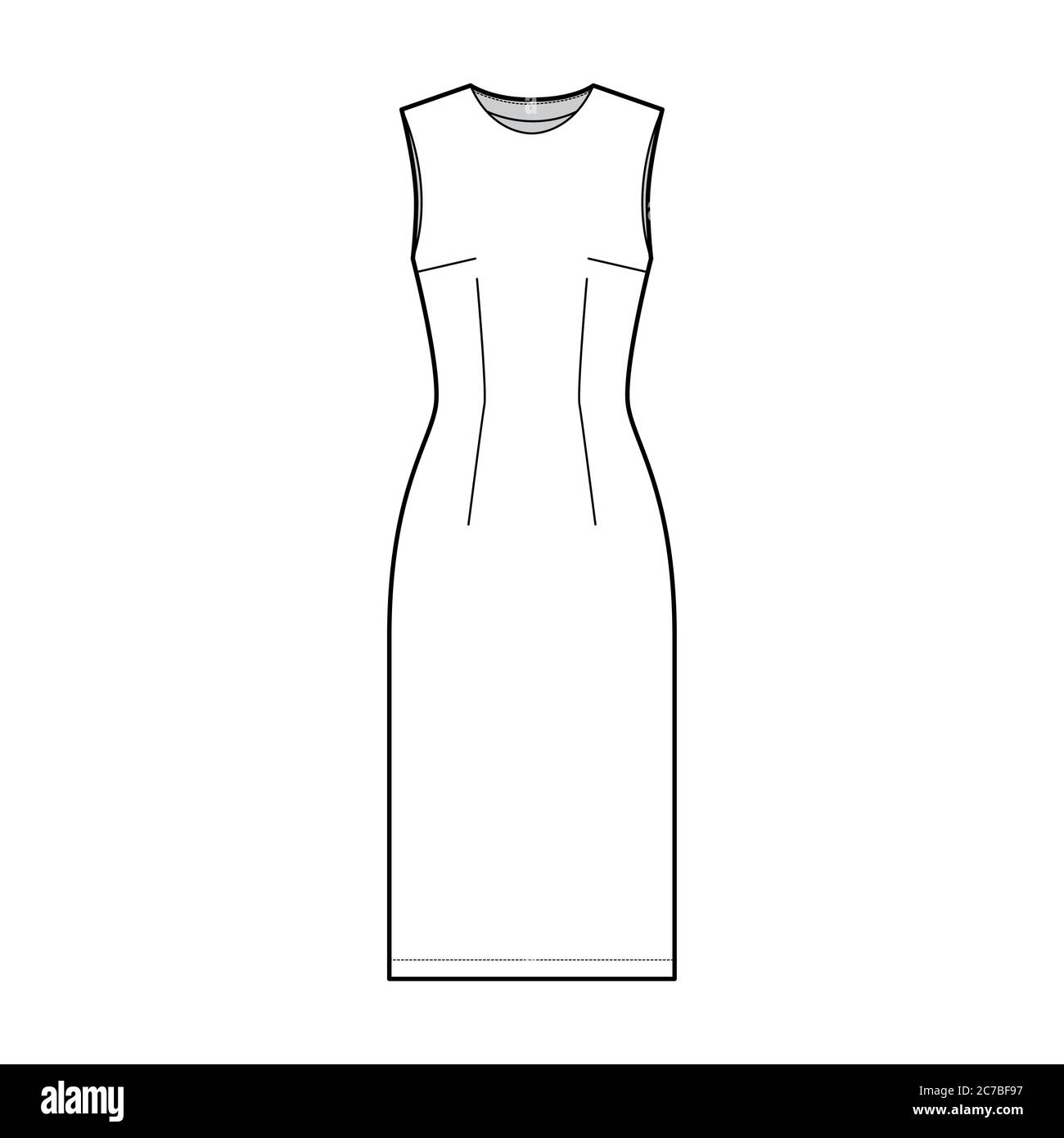 Premium Vector  A line drawing of a sleeveless dress front and back  fashion cad vector illustration