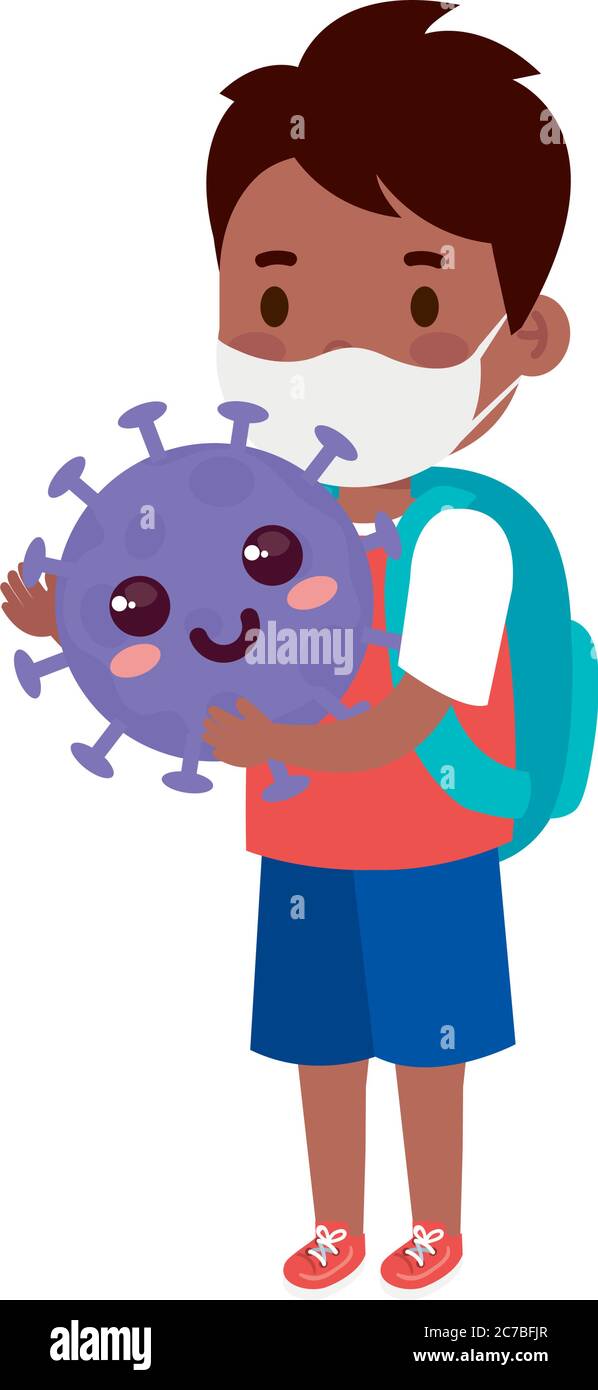 cute boy afro wearing medical mask to prevent coronavirus covid 19 with ...