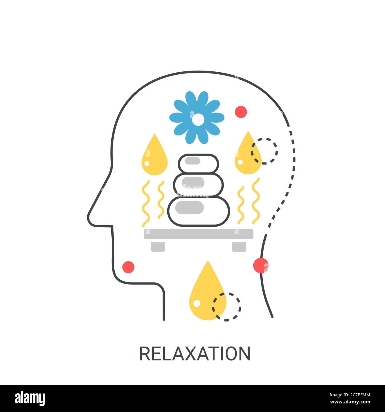 Relaxation flat line vector illustration concept isolated Stock Vector
