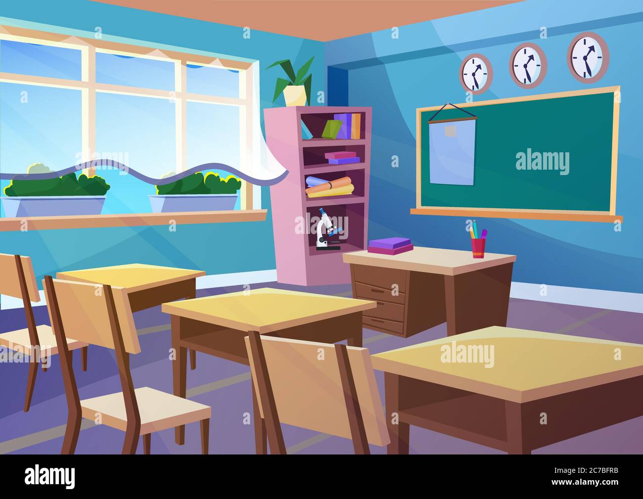 Modern gradient flat vector illustration of cartoon empty school classroom  interior. Education class room school concept background Stock Vector Image  & Art - Alamy