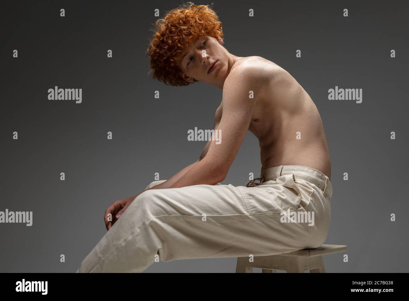 Curly redhead man with freckles hi-res stock photography and images - Alamy