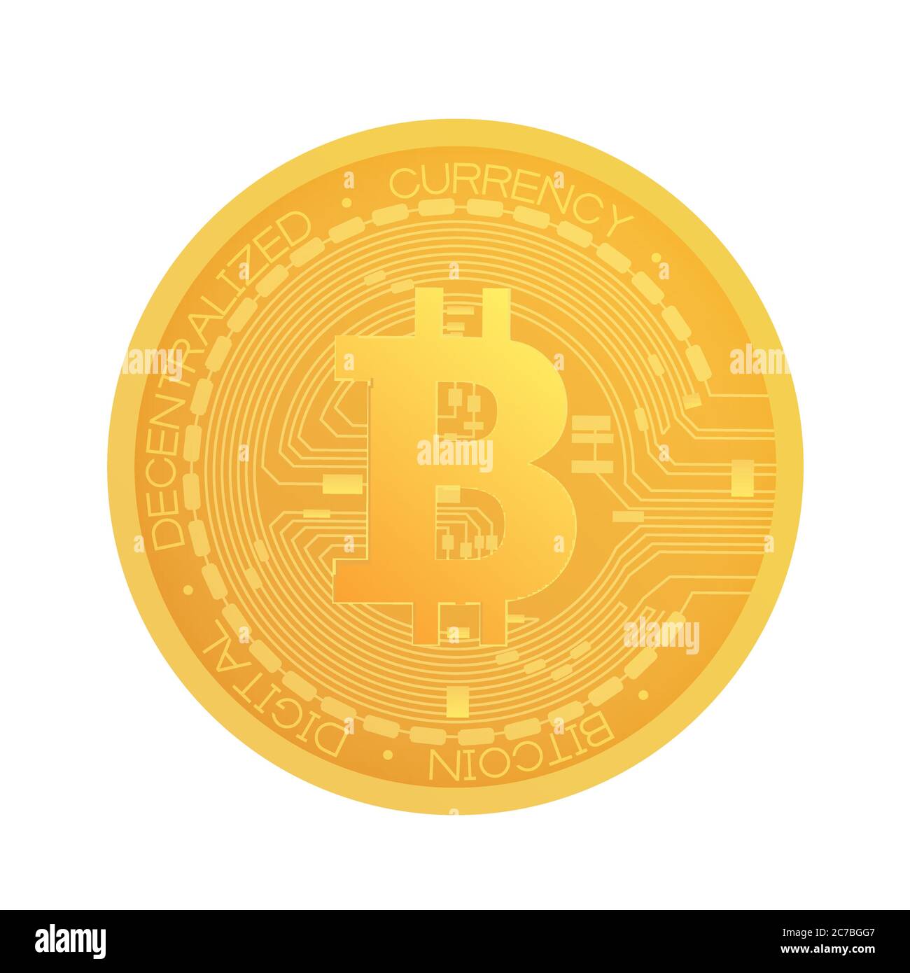 Golden bitcoin coin. Crypto currency realistic golden bitcoin coin symbol sign isolated Stock Vector