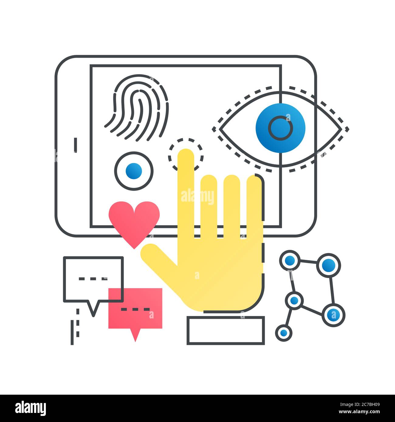 Technology and Science vector concept in trendy line with gradient flat color Stock Vector