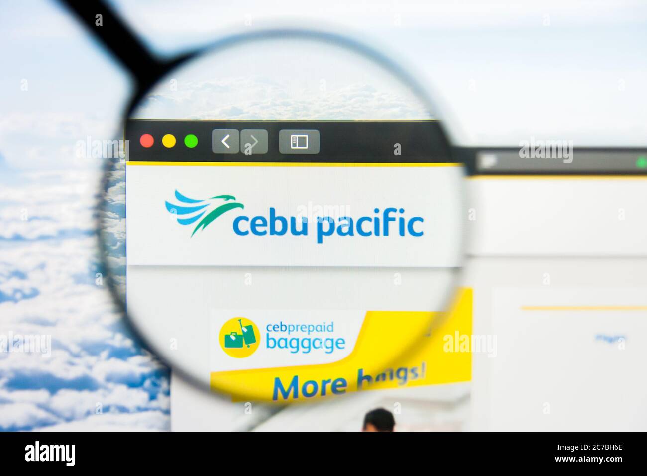 Los Angeles, California, USA - 21 March 2019: Illustrative Editorial of CEBU Pacific Air website homepage. CEBU Pacific Air logo visible on display Stock Photo