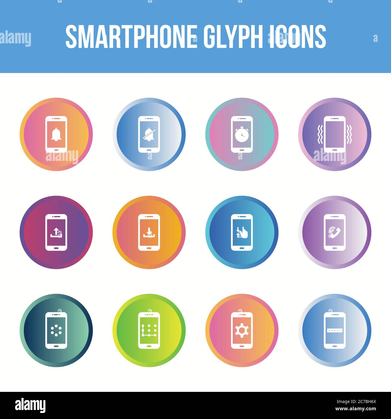 Unique smartphone vector glyph icon set Stock Vector