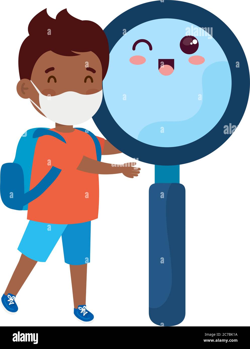 cute boy afro wearing medical mask to prevent coronavirus covid 19 with ...