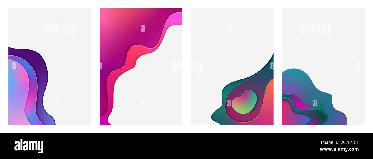 Edge Gradient Effects Gradient color paper cut 3d volumetric waves on edge effect A4 poster ...