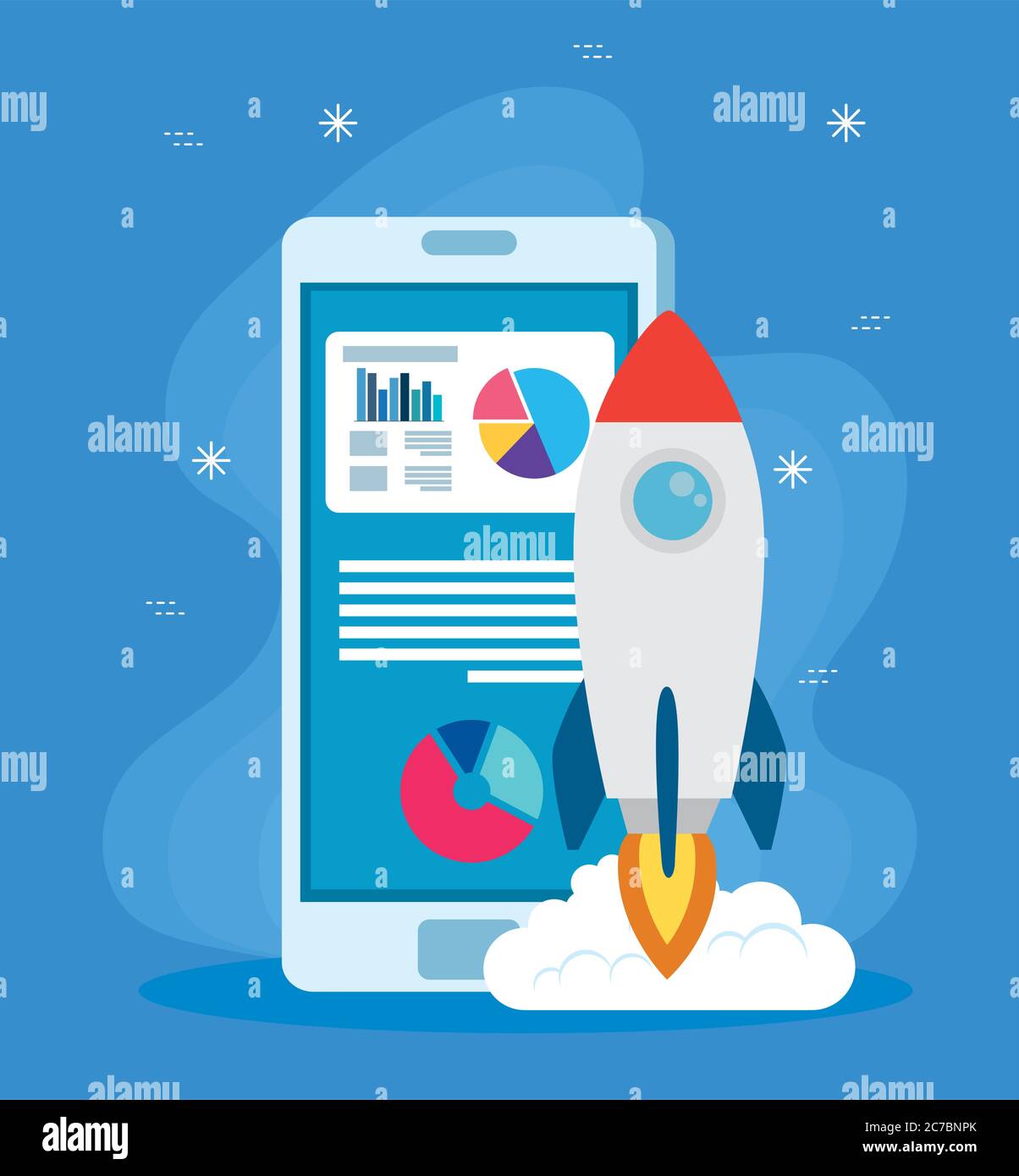 start up rocket and smartphone vector design Stock Vector Image & Art ...