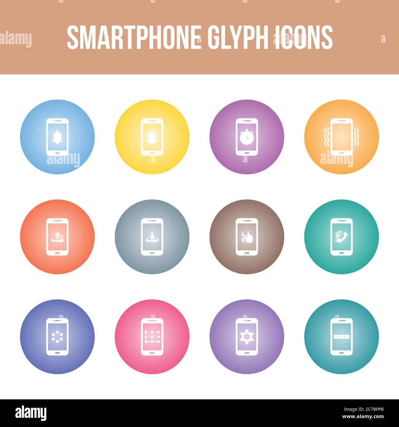 Unique smartphone vector glyph icon set Stock Vector
